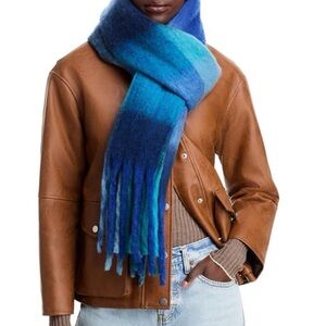 New bleu Mohair Scarf 210x40cm | Soft Fuzzy Winter Wrap | Cozy Long Shawl